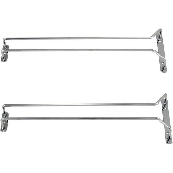 TrueCraftware- 10-Inch Wine Glass Rack Chrome Finish Set of 2- Stemware Rack Wire Hanging Rack Under Cabinet Wine Glass Rack Stemware Holder Glass Storage Hanger Organizer for Kitchen and Bar