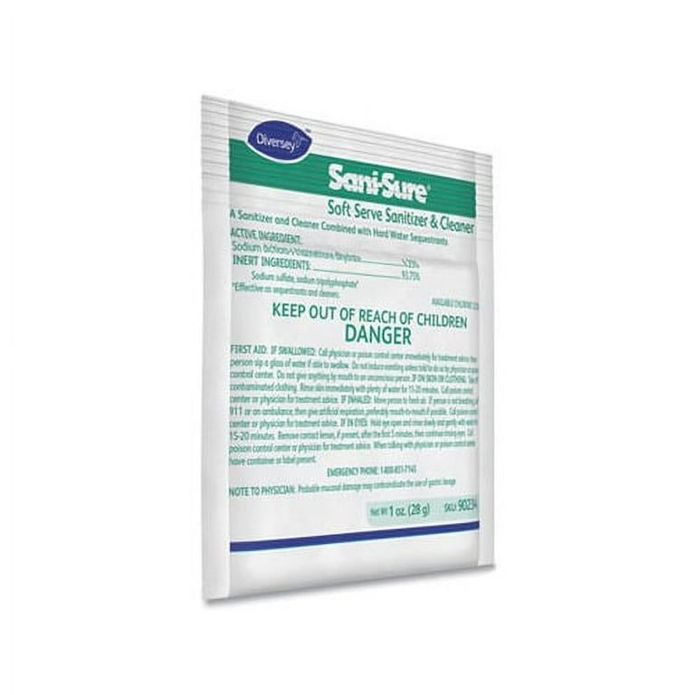 Diversey Soft-Serve Sanitizer Cleaner - For Yogurt Maker - 0.99 oz (0.06 lb) - Chlorine Scent - 100 / Carton - White Diversey Soft-Serve Sanitizer Cleaner - For Yogurt Maker - 0.99 oz (0.06 lb) - Chlorine Scent - 100 / Carton - White
