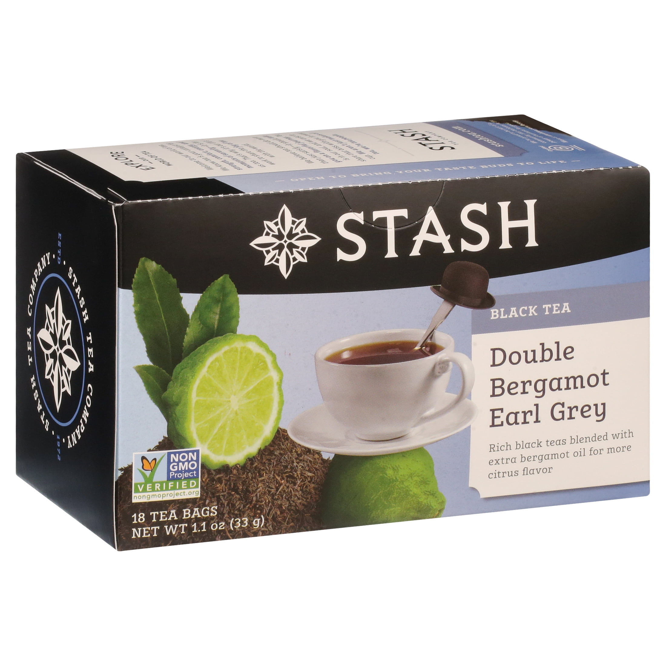 Stash Tea Double Bergamot Earl Grey Black Tea, 18 Ct, 1.1 Oz 