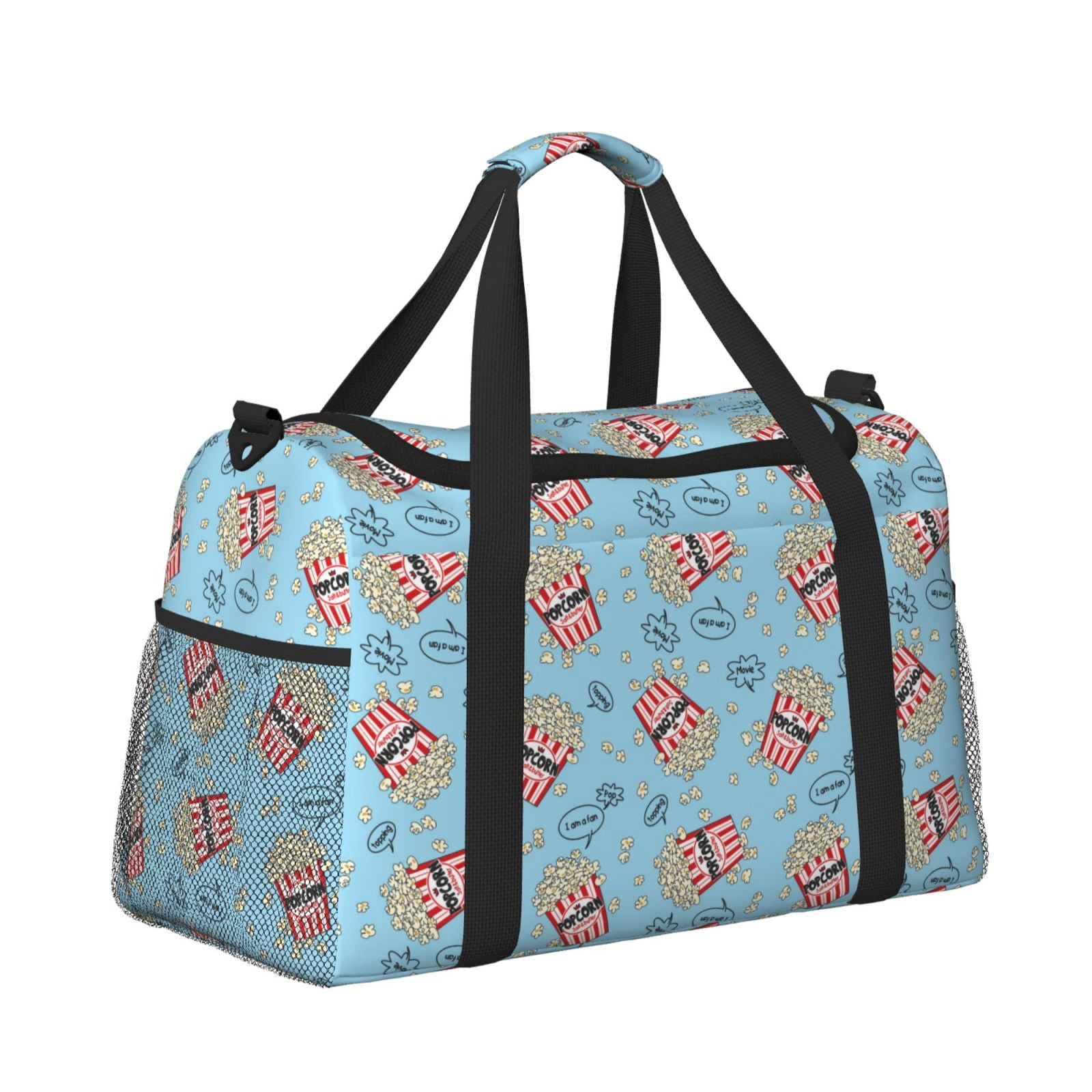 Fuzoiu I Am A Fan Popcorn Print Travel Duffle Bag,Carry On Tote Bags,Duffel Bag,Sport Gym Bag, Hospital Bag for Labor and Delivery, Overnight Bag,Luggage Bag