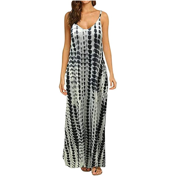 Henpk Summer Dresses for Women Striped T Shirt Dress Casual Midi Dress Short Sleeve Sundress with Pockets Casual Maxi Dress Sexy Printing Sleeveless Long Dress Plus Size Dress Black M