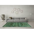 thumbnail image 3 of Ahgly Company Machine Washable Indoor Square Oriental Turquoise Blue Traditional Area Rugs, 6' Square, 3 of 4