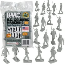 BMC Marx Plastic Army Men Marching US Soldiers - Gray 27pc WW2 Figures Made in US