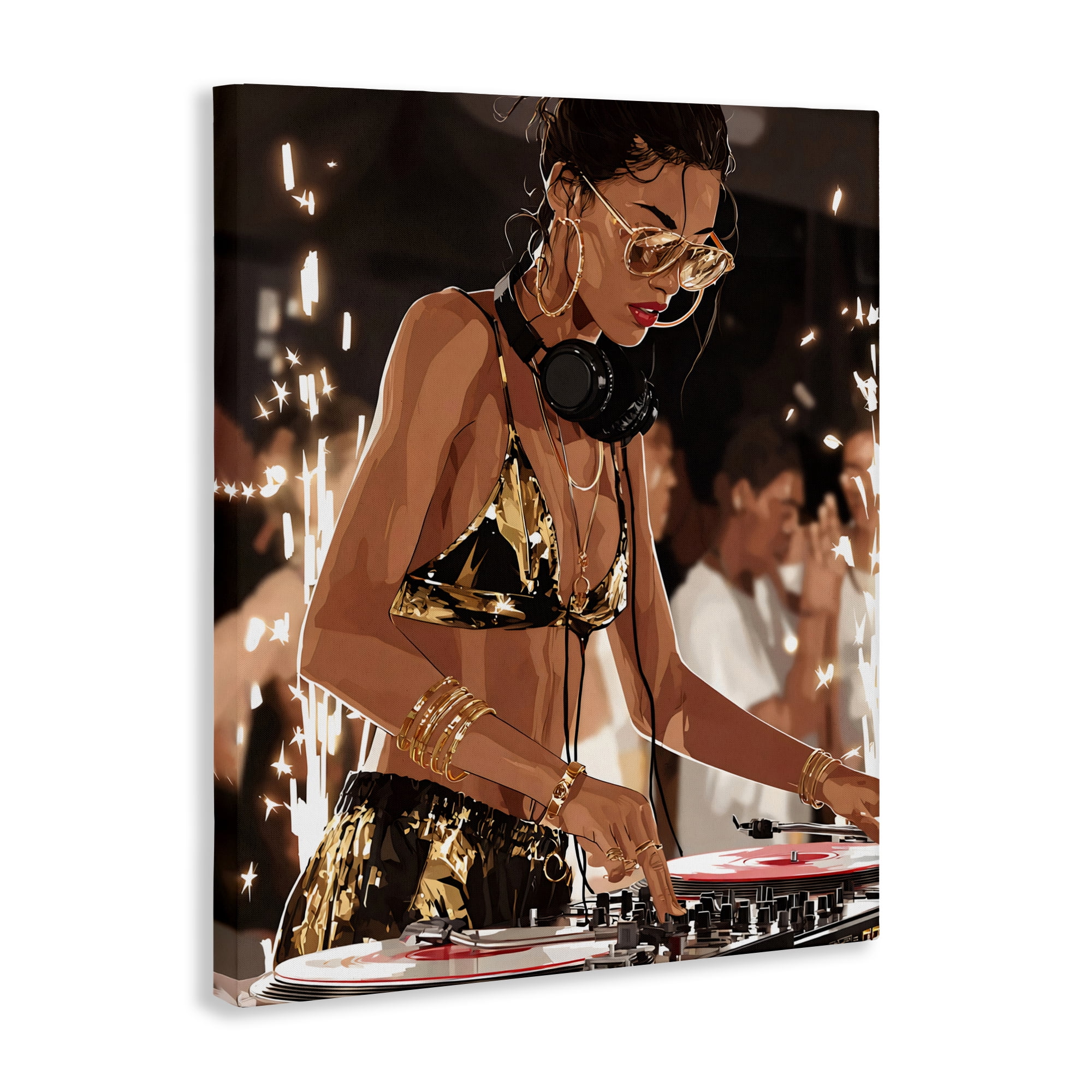 Stupell Industries Party All Night Gilded DJ Canvas Wall Art, design by Franklyn Gregory