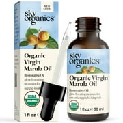 Sky Organics Organic Virgin Marula Oil for Restorative Glow-Boosting Moisturizer for Face, 1 fl oz