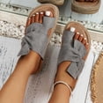 thumbnail image 6 of KIJBLAE Women Summer Sandals Flat Shoes Bowknot Beach Sandals Ladies Slip-On Open Toe Shoes Flats Plus Size Sandals Female Gray 39, 6 of 7