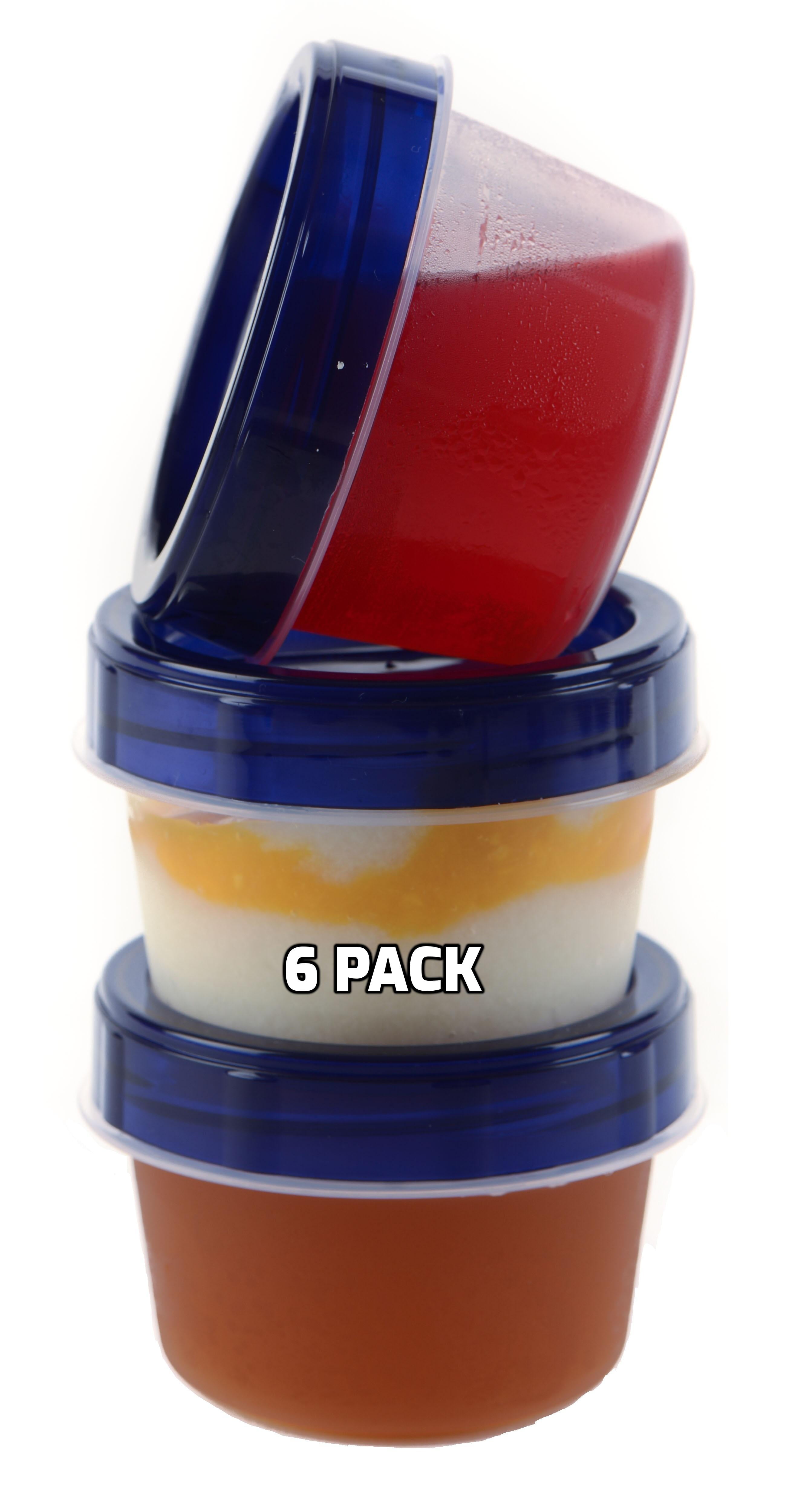 [6 PACK] 4oz Baby Food Twist Top Storage Containers - Airtight Plastic