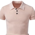 thumbnail image 4 of Men's Collared Muscle Polo Shirts Slim Fit Short Sleeve V Neck T Shirts Men Ribbed Knited Golf Shirt Casual Stylish Big and Tall Size M-4XL Pink, 4 of 8