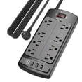 thumbnail image 1 of Protector contra sobretensiones, Power Strip Nuetsa, 8 salidas y 4 puertos USB, 1 of 5