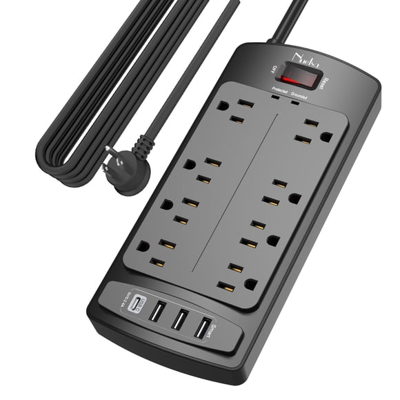 Protector contra sobretensiones, Power Strip Nuetsa, 8 salidas y 4 puertos USB