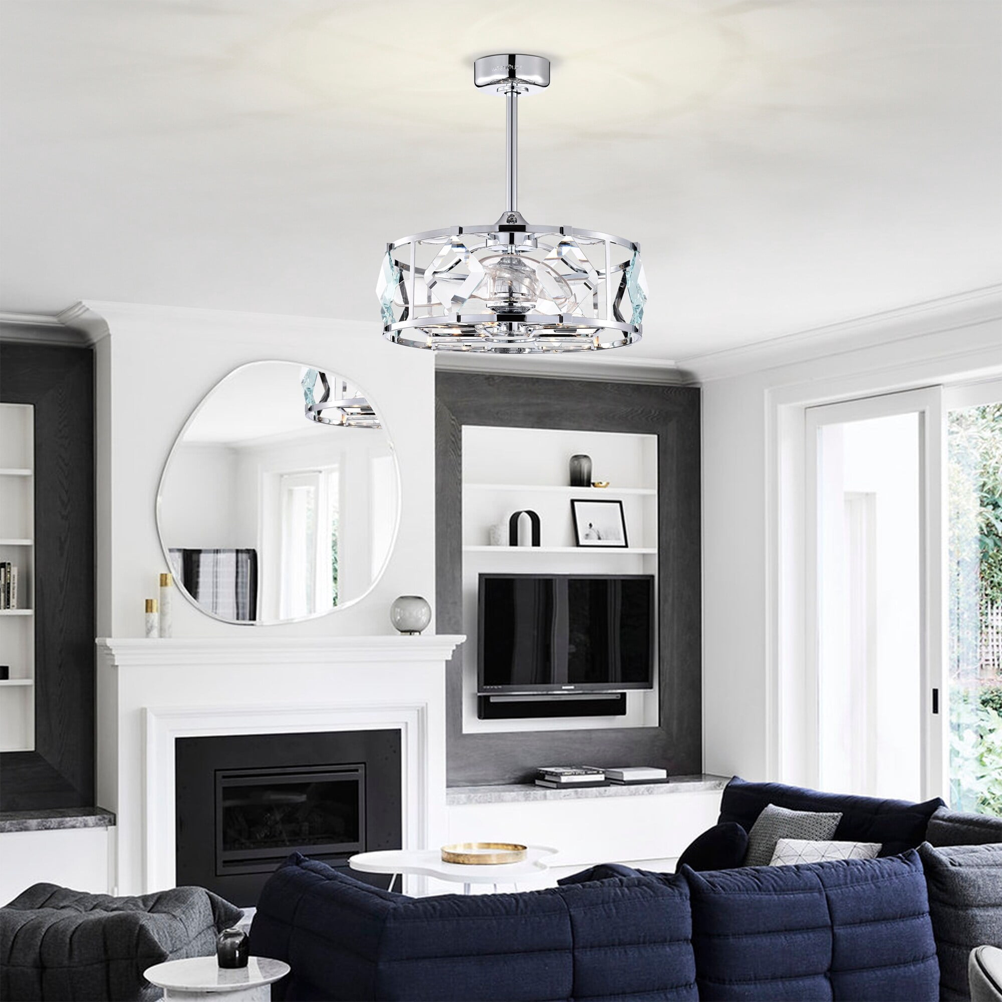 Dalya 24.8 in. 6-Light Indoor Chrome Finish Ceiling Fan with Light Kit and Remote