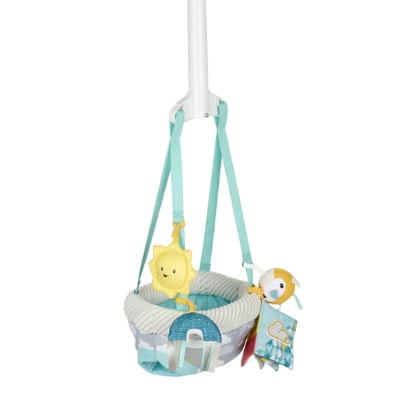 ExerSaucer Door Jumper with 4 Removable Toys (Sweet Skies), Infant, Unisex, Blue