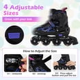 thumbnail image 6 of Babyjoy Adjustable Kids’ Inline Skates Ages 9-14 4 Sizes Adjustable Blade Roller with Light-up Wheels Purple & Black, 6 of 10