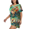thumbnail image 2 of Kdxio Colorful World Map Print Pajamas Sets for Women Short-Sleeved Pjs with Lounge Shorts Two Piece Sleepwear S-4XL, 2 of 5