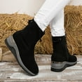 thumbnail image 2 of High Top Sneakers for Women Suede Round Toe Low Wedge Casual Zip up Booties Trendy Nonslip Walking Shoes Black Size 7.5, 2 of 6