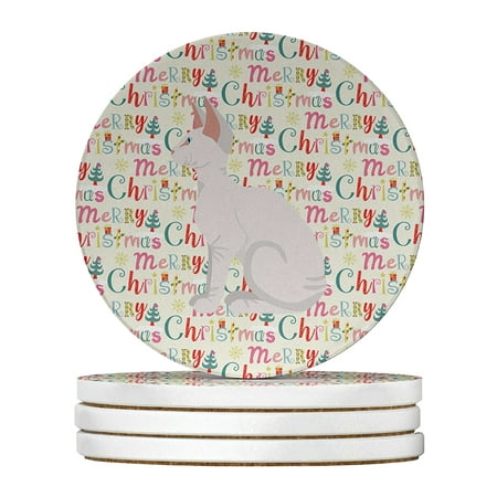 

Sphynx #3 Cat Christmas Large Sandstone Coasters Pack of 4 4 in x 4 in