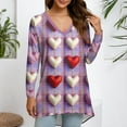 thumbnail image 5 of Dwralegc Womens Valentines Day Outfit Long Sleeve Loose Fit V- Neck Casual Tops 2026 Plus Size T Shirts Heart Print Tees Light Purple L, 5 of 5