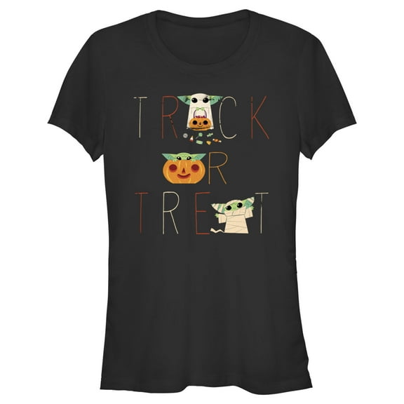 Junior's Star Wars: The Mandalorian Halloween Grogu Trick or Treat Graphic Tee Black Medium