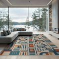 thumbnail image 2 of ODIKA 8'x10' Blue Terracotta Modern Geometric Patchwork Washable Area Rug Contemporary Abstract Mosaic Pattern Durable, Non-Slip for Living Room, Under Sectional, Family, 2 of 7