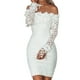 thumbnail image 1 of Moda mujer Sexy hombro con fugas Color sólido encaje manga larga ajustado vestido corto Pompotops  ghjkhdj9290, 1 of 9