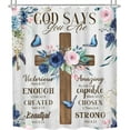 thumbnail image 4 of Christian Flower Shower Curtain 60Wx72H Rustic Farmhouse Cross Teal Bible Verse Scriptures Bathroom Curtain Inspiration Quote Bath Curtain Fabric Motivational Bathroom Decor with 12 Hooks, 4 of 15