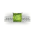 thumbnail image 2 of Clara Pucci 18K White Gold 2.63 Natural Peridot Engraveable Engagement Ring + Wedding Band Set, 2 of 7