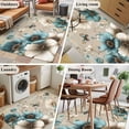 thumbnail image 5 of Teal Tulip Butterfly Area Rugs 4'x6', Washable Small Throw Rugs for Office Bathroom, Beige Turquoise Floral Vintage Rustic Indoor Outdoor Rug Non-Slip Low Pile Carpet Runner Reversible Floor Mats, 5 of 8