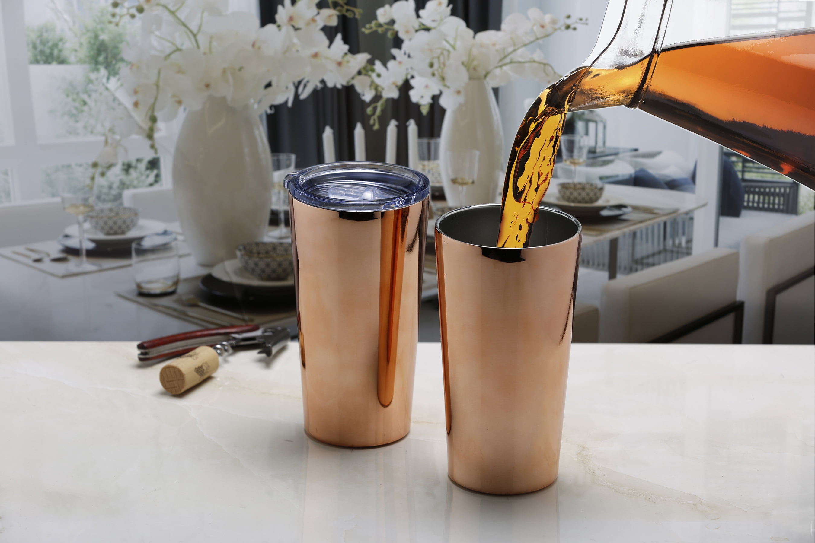 Bar340 by Cambridge 20 oz  Highball Insulated Tumbler with Lid, Gold