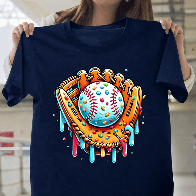 T-Shirt Unisexe Ice Cream Drip Baseball Stuff Fun Sport Rétro Vintage Graphic V17670, jusqu'à la Taille 5TG