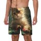 thumbnail image 1 of Balery Cute Kitten Water Lilies Bañador para hombre, shorts de playa de secado rápido con entrepierna y forro de compresión-Small, 1 of 6