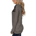 thumbnail image 3 of Womens Fall Tops Floral Lace Patchwork Long Sleeve Cotton T-shirts Dressy Casual Crew Neck Solid Color Tees (XL, Coffee), 3 of 4