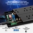 thumbnail image 6 of Surge Protector - 8 AC Outlets and 4 USB Ports (1 USB-C), 6ft Extension Cord Power Strip for Home, Office, Black, 6 of 7