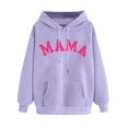 thumbnail image 2 of Hueook Boho Tops for Women Printed Off Shoulder Sleeves Long Sleeved Hooded Sweatshirt Purple L, 2 of 4
