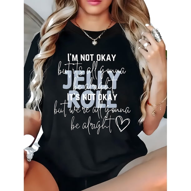 Women's Regular Size Motivational Quote Short Sleeve T-Shirt - Black with White Inspirational Lettering, Soft Stretch Cotton, Casual Round Neck, All-Season Comfort, Machine Washable, Lounge Clothing,