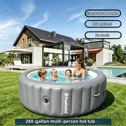 POOLTOHOT Inflatable Hot Tub 71 x 28, Portable Hot Tubs Built-in Heat Pump and 6-Color Lights for 2-4 Person, Blow Up Outdoor Hot Tubs with 143 Soothing Air Jets and Filter System for SPA