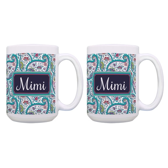 ThisWear Great Grandma Mimi Paisley Print Grandma 2 Pack 15oz Coffee Mugs Paisley