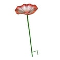thumbnail image 4 of Baño para pájaros, comedero para pájaros de pie con forma de flor, decoración metálica decorativa, comedero para pájaros para jardín, patio, césped, rojo, 4 of 8