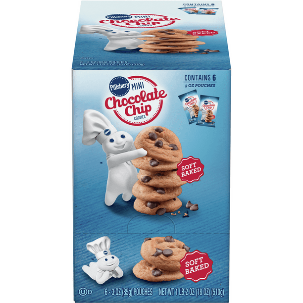Pillsbury Mini Chocolate Chip Soft Baked Cookies, 6 ct, 18 oz Walmart