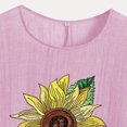 thumbnail image 5 of Feancey Womens Casual Tops Short Sleeve Linen Blouse Summer Boho Floral Print T Shirts Side Slit Loose Crewneck Tee Vintage Beach Vacation Tshirt Flash Sale Pink L, 5 of 5