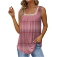 thumbnail image 4 of DeHolifer Tank Top for Women Square Neck Strip Printed Sleeveless Loose Casual Blouse Ladies Summer Tank Tops Watermelon Red S, 4 of 6