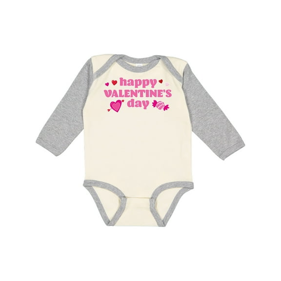 Inktastic Happy Valentine's Day Boys or Girls Long Sleeve Baby Bodysuit