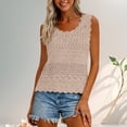 thumbnail image 3 of Gsakboxl Womens Tank Tops 2026 Women Hollow Out Crochet Wave Trim Sleeveless Knit Tank Top Loose Fit Breathable Summer Resort Beach Vacation Outfit Camisole Vest Khaki S, 3 of 7