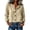 Khaki, variant on Women V Neck Button Down Blouse, Roll-Up Long Sleeve Linen Tops Daily Casual Dressy Shirt