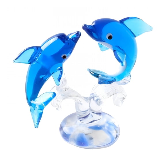 XIBUFE 2026 New Blue Crystal Glass Dolphins Figurines Collectibles,Miniature Handmade Sea Animal Sculpture Statue,Birthday Gift for Women Men Kids,Home Office Desk Decorations Mini Gifts for Women