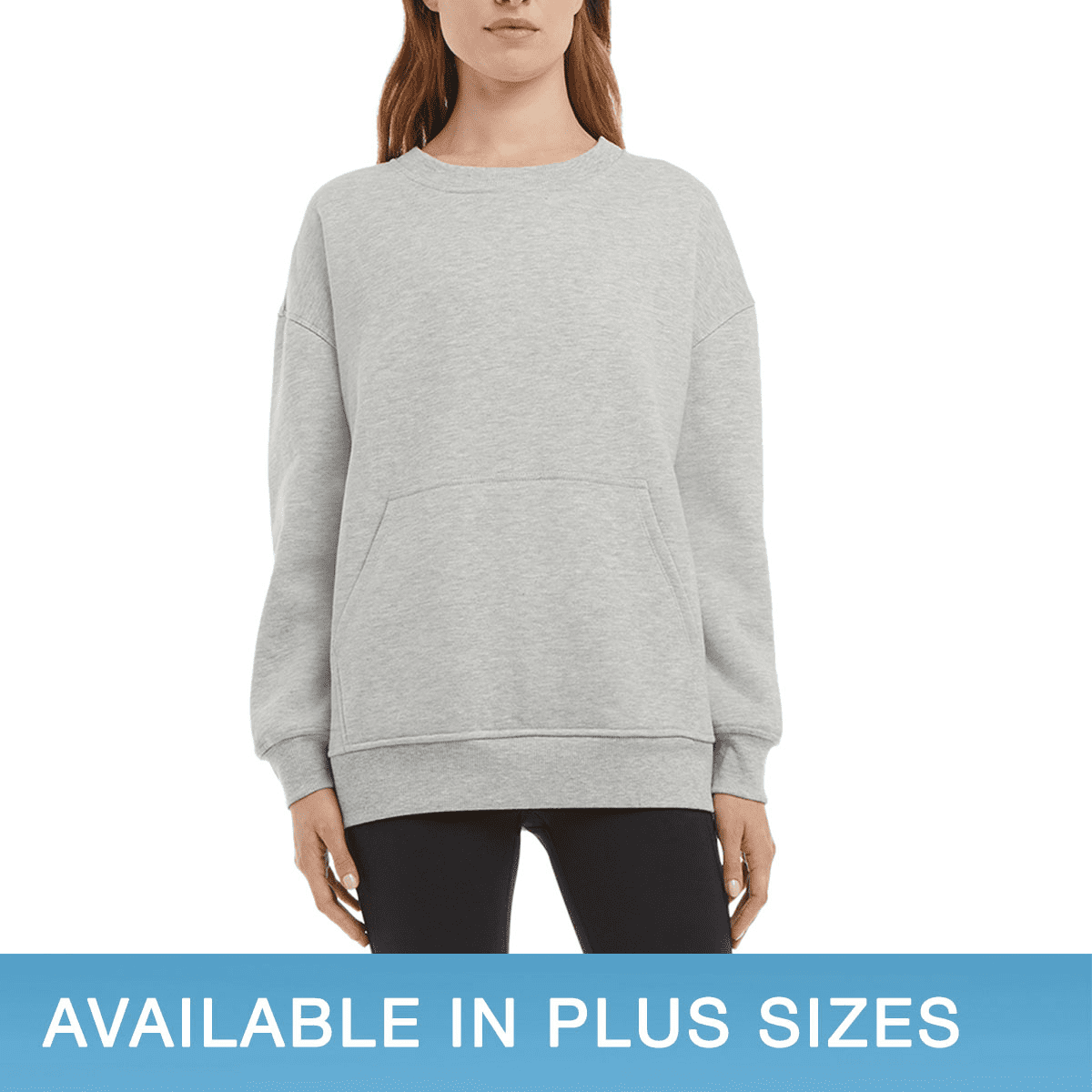 Danskin Womens Front Kangaroo Pocket Oversized Crewneck With
