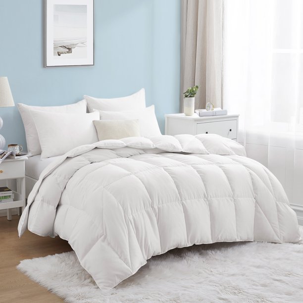 Puredown All Season White Down Comforter Medium Weight 600 Fill Power