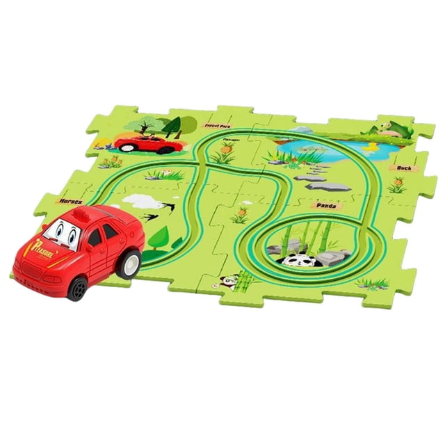 Pistas de carreras XIANXIAN para niños, juego de rompecabezas de pista de autos, pista de autos de carrera, vehículo de juguete y tablero de rompecabezas, carrito eléctrico de montaje DIY, juguetes