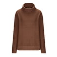 thumbnail image 4 of Ernkv Womens Top Dressy Loose Turtleneck Long Sleeve Solid Color Split Fork Knitted Sweater Comfy Casual Plus Size Blouse Shirts Pullover Brown M, 4 of 6