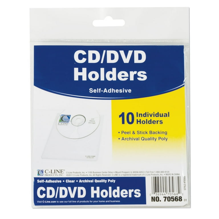 Self-Adhesive CD Holder, 1 Disc Capacity, Clear, 10/Pack Self-Adhesive CD Holder, 1 Disc Capacity, Clear, 10/Pack