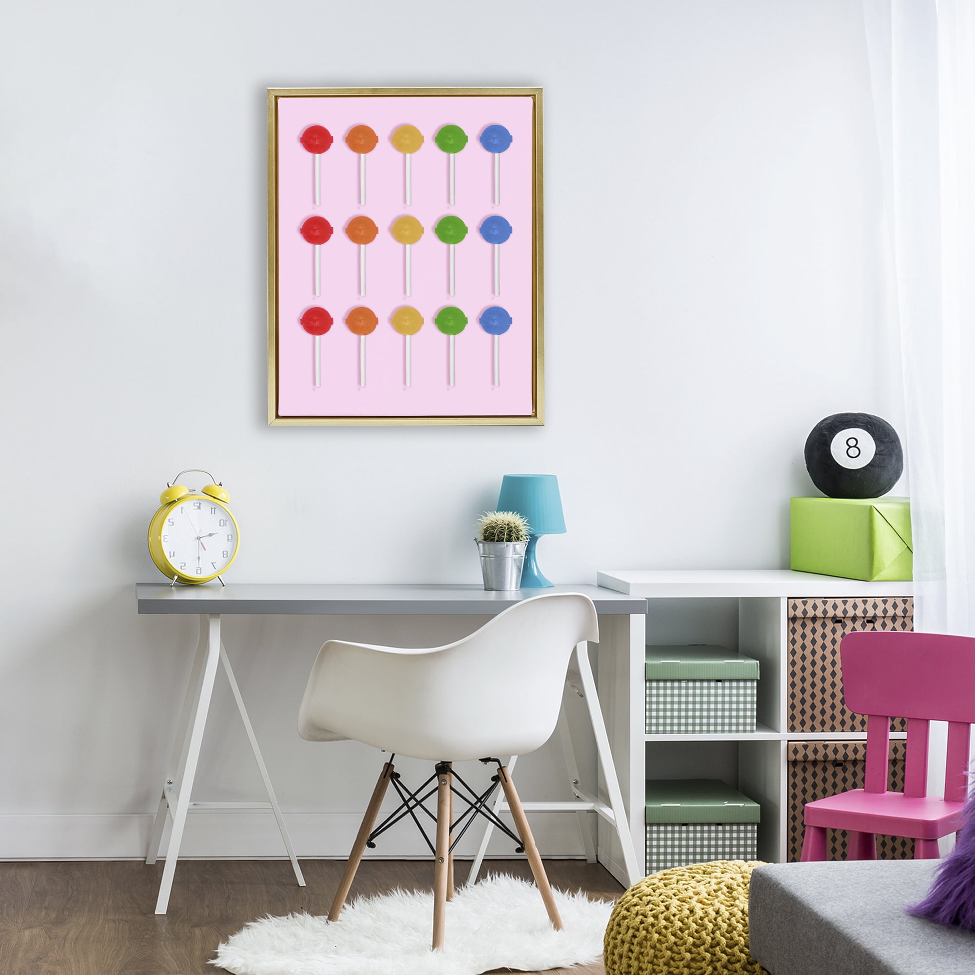 Stupell Industries Candy Pops on Light Pink Gold Framed Floater Canvas Wall Art, design by LISH Creative